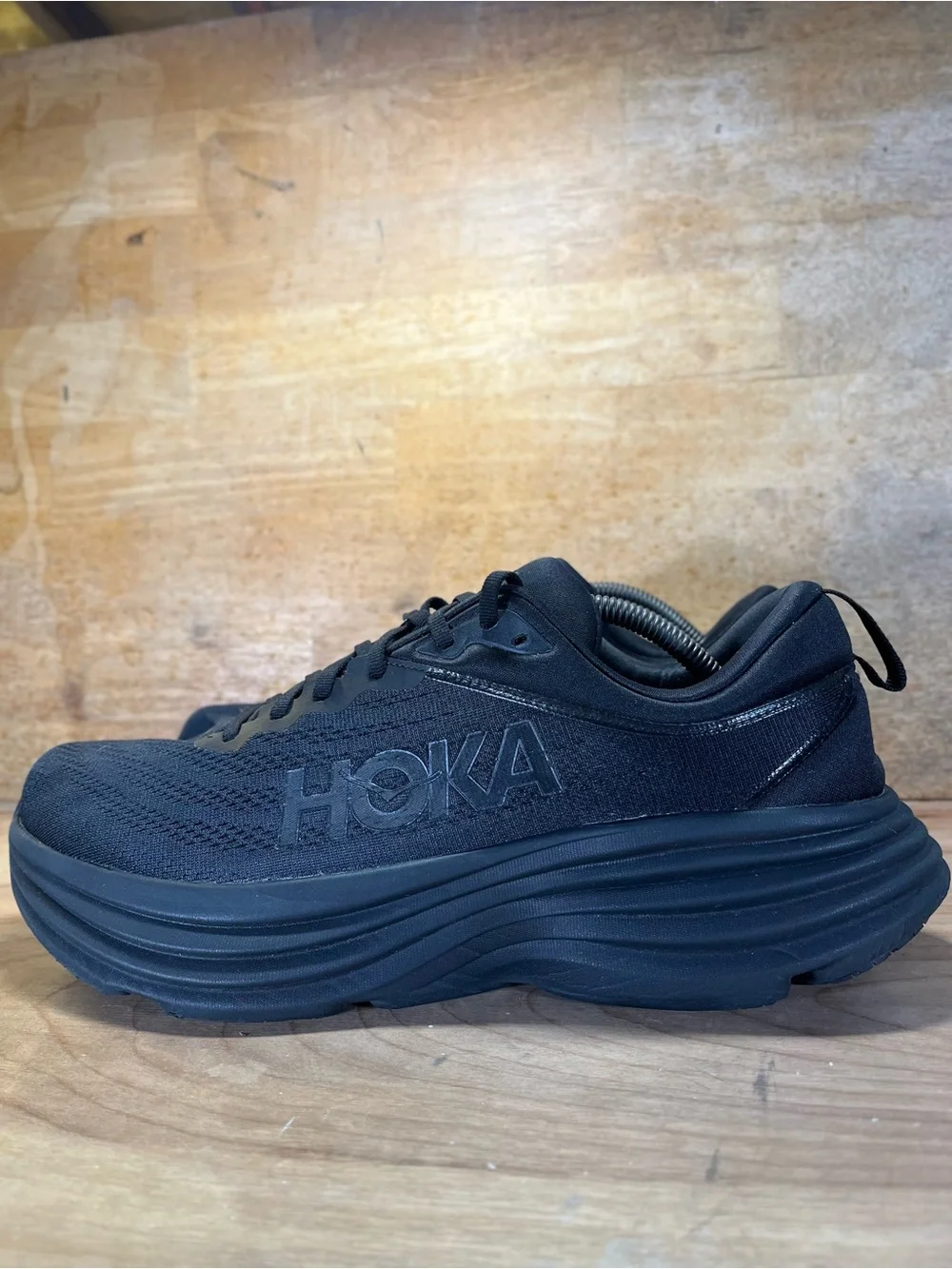 Hoka One One Bondi 8 REFLECTIVE Mens Size 12 Running Shoes Sneakers Black
